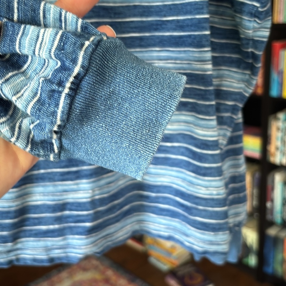 Madewell Navy Striped Button Henley - Picture 5 of 8